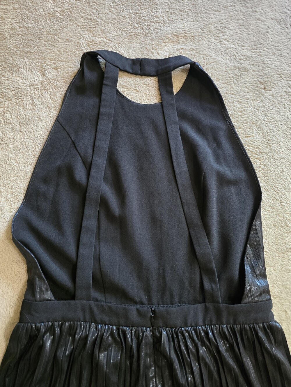 Gentle Fawn Black Shimmery Pleated Backless Cocktail Dress Size 6 - Picture 9 of 15